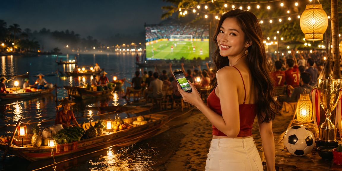 Khung cảnh chợ đêm ở Đà Lạt với những người hâm mộ bóng đá xem cược thể thao